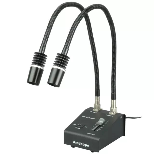 AmScope Powerful 6 Watt LED Dual Gooseneck Illuminator Light