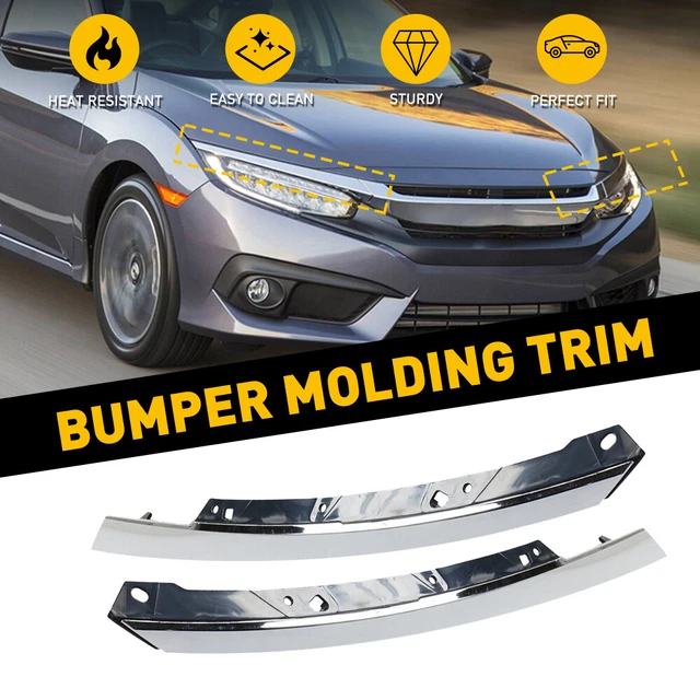 Front Headlight Eyelid Molding Filler Trim Fit 2016-2018 Honda Civic Glossy EOA