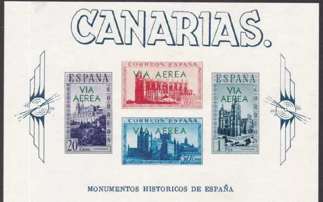 Spain 1939 Canary Islands Airmail sheet SS (Green) MNH Reproduction Stamp sv