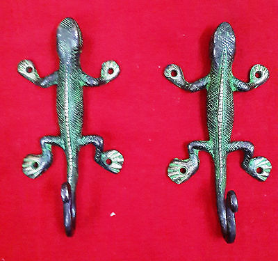 Lizard Shape Hook Vintage Style Pair Of Brass Bathroom Clothes Hanger Key Holder