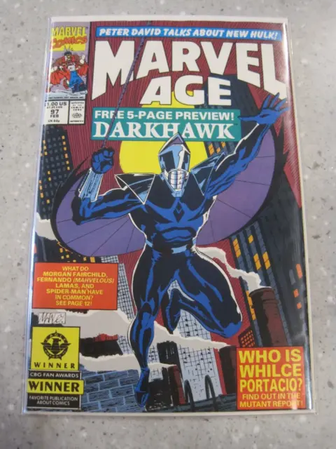 Marvel Age #97 Key Issue 1st Darkhawk 1991 (E)