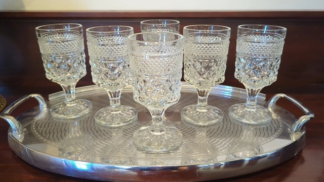 6 Vintage Anchor Hocking Wexford Wine Glasses 150ml 1960's