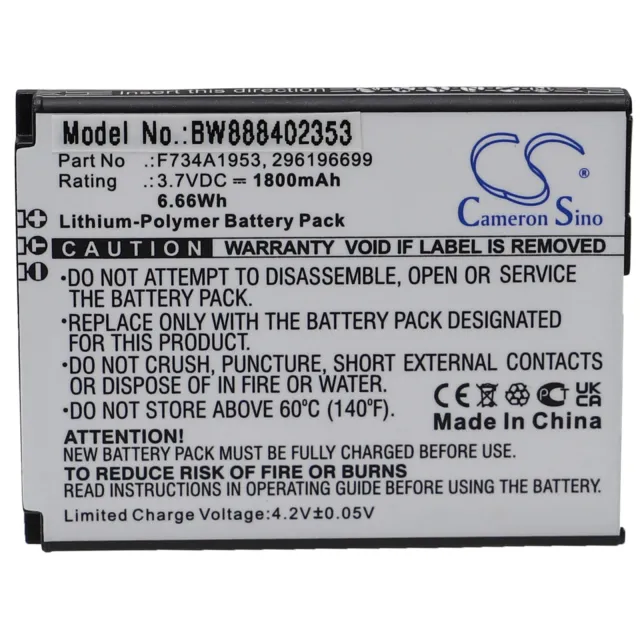 Batterie 1800mAh pour Ingenico IMP627, IMP627-USBLU01A, IMP657