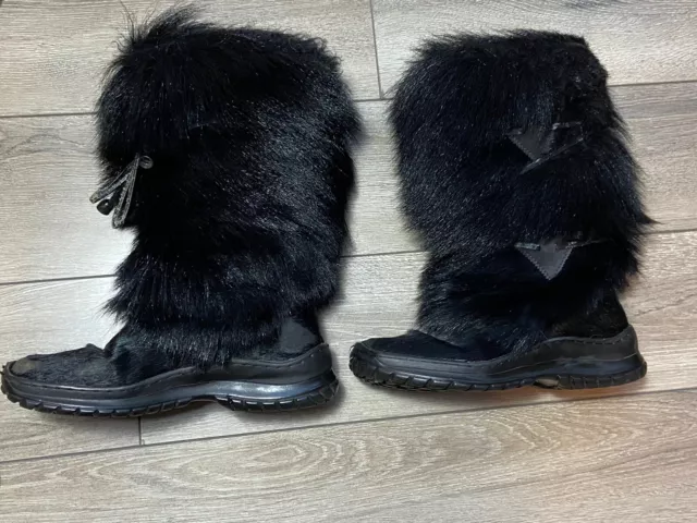 Oscar Sport Winna Womens Sz 39 Black Apres Ski Winter Fur Boots Made in Italy