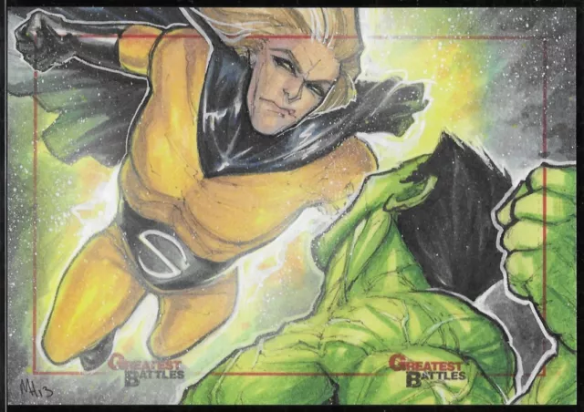 Meghan Hetrick - Marvel Greatest Battles 2 card SKETCH PUZZLE - Sentry vs Hulk