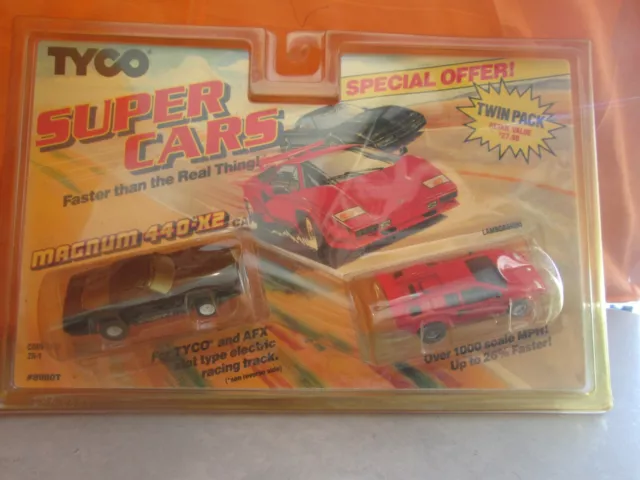 Vintage Tyco 440-X2 Super Cars Corvette & Lamborghini HO Slot Car New in Package