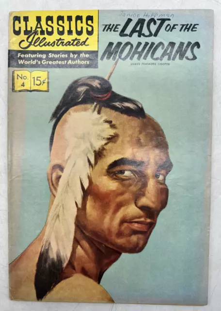 Classics Illustrated #4 The Last of the Mohicans HRN 150 VG-
