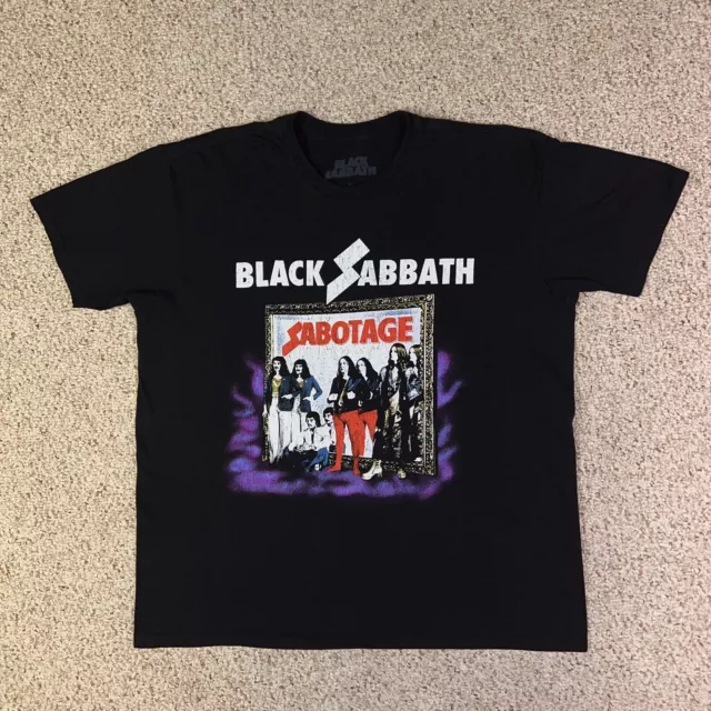 Black Sabbath Shirt Mens XL Black Sabotage Heavy Metal Band Short Sleeve Tee