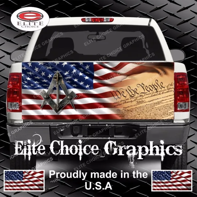 Free Mason American Flag Truck Tailgate Wrap Vinyl Graphic Decal Sticker Wrap