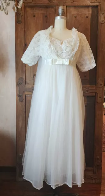 VTG RADCLIFFE BRIDAL Nightgown Robe Set Peignoir Lace Double Chiffon M ...