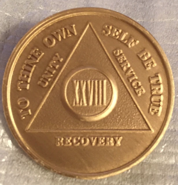 ALCOHOLICS ANONYMOUS 28 Year Recovery Coin Chip Medallion Medal Token