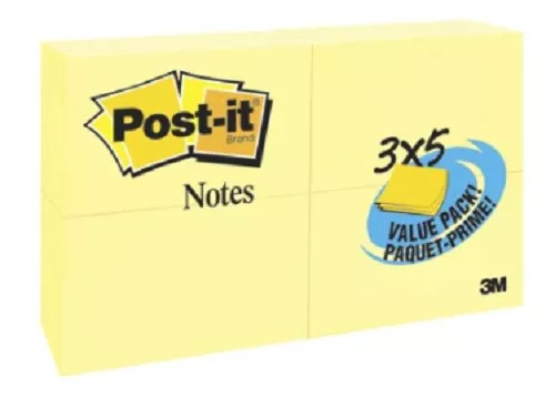 Post-it Notes 655-24VAD 3 in x 5 in Canary Yellow 24 Pad Value Pack (8EA)