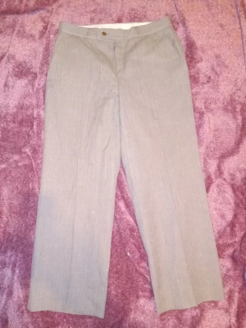 Yves Saint Laurent Trousers Mens Size 28 Brown Cuff Wool Pinstriped Pants