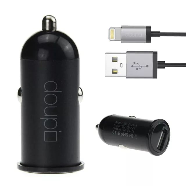 USB Auto Charge Kit Voiture Câble Adaptateur IPHONE X 8 7 6 6S + 5 5C 5S Se Noir