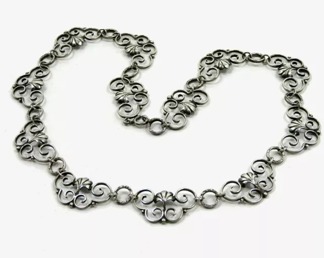 FLORALE SILBER KETTE Österreich SILVER NECKLACE AUSTRIA Blumen Dekor TRACHT 2