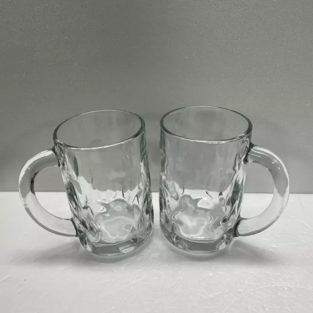 Vintage Clear Glass Thumbprint Dimpled Root Beer Mugs Set Of 2