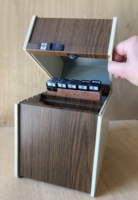 Boîte à Fiches En Bois Avec 150 Cartes - 15x10x10.5 Cm, Intercalaires, Pour étudiants Et Bureau