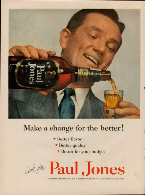 1953 Whiskey Paul Jones Alcohol Vintage Print Ad 50s Shots Pour Cocktail Fashion