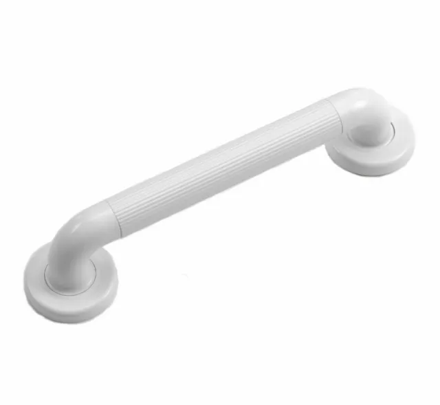 White Plastic ABS Grab Rail Bar Handle  Suitable for indoor use  Fluted  On 85mm