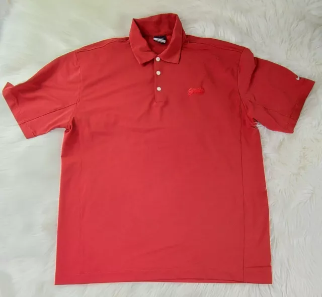 Nike Golf Dri-Fit Mens Large Polo Shirt Polyester Red Shirt Sleeve NYLABONE 🐾