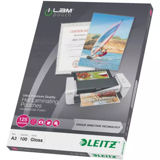 100er Multipack Leitz Laminierfolie DIN A3 125 micron glänzend 100 St.