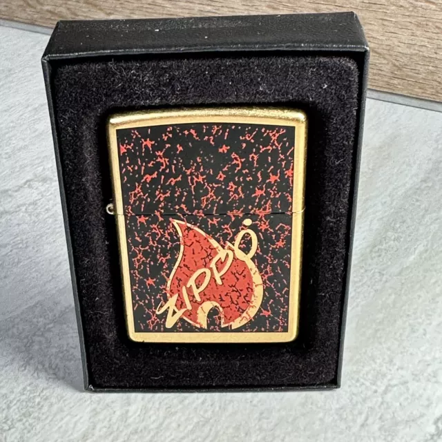 RETRO FLAME Gold dust Street finish Zippo Lighter 2007 Made in USA