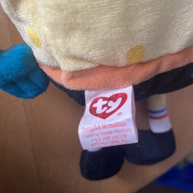 SPONGEBOB MERMAIDMAN 8& Beanie Plush Soft Toy Ty Inc 2006 £5.99
