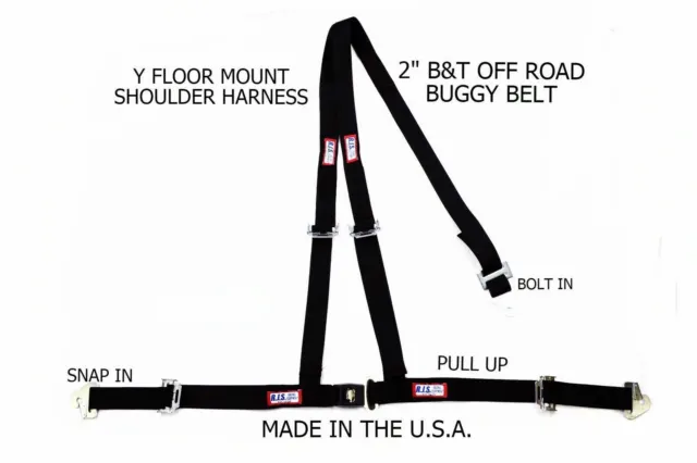 Off Road Seat Belt 3 Point Rjs Racing 2" Buggy  B&T Y Harness Black