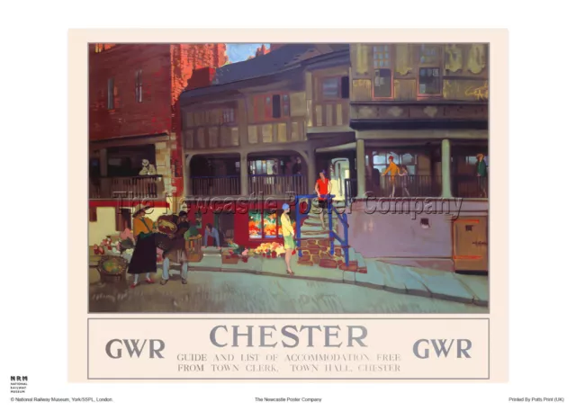 Chester Cheshire Retro Vintage Holiday Railway Travel Advertising Poster Art