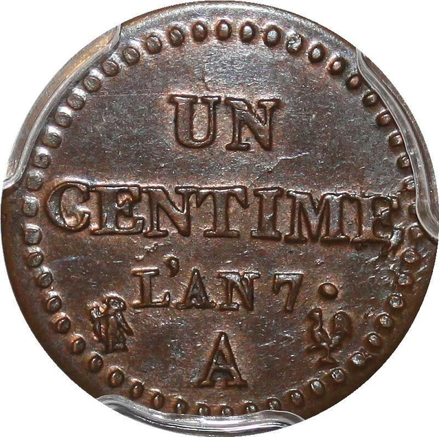 P0433 Rare 1 centime Dupré An 7 A PCGS MS63 Splendide ->Make offer