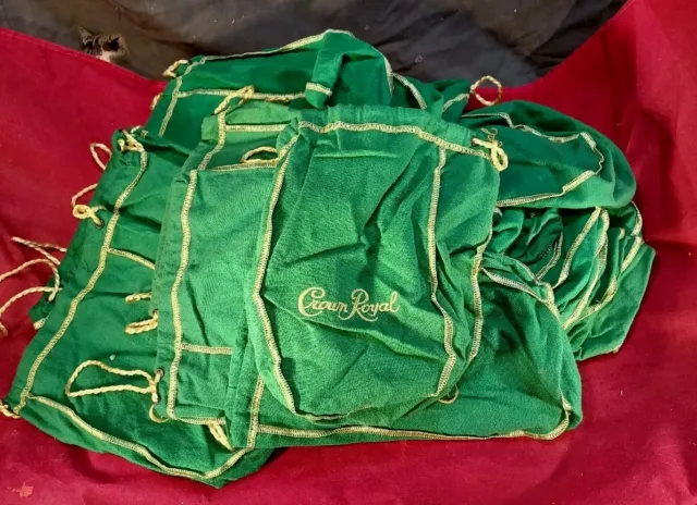 LOT of 40 CROWN ROYAL 9" GREEN -  Drawstring Bags Medium size - 750 mL
