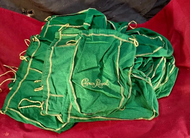 LOT of 40 CROWN ROYAL 9" GREEN -  Drawstring Bags Medium size - 750 mL