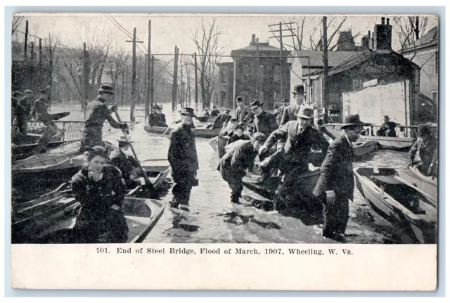 1907 End Steel Bridge Flood Wheeling West Virginia W VA Antique Vintage Postcard