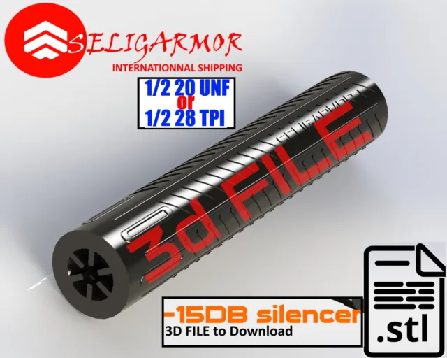 3Dfile silencer 1/2-20UNF & 28TPI sound moderator gain suppressor hatsan aselkon