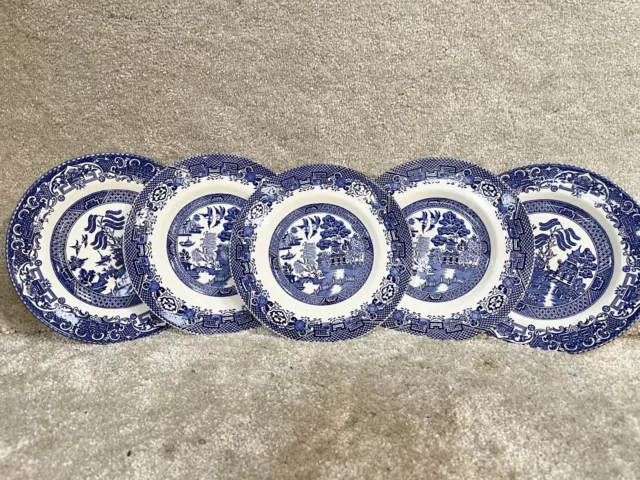 Vintage Side Plates Willow Pattern Blue & White  Woods Ware