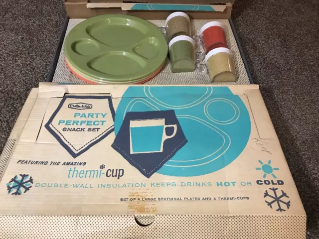 Better Maid Party Perfect Melnac Like Snack Set 1960’s Thermi-Cup NIB Vintage 2