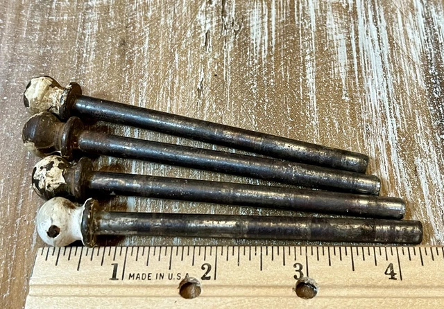 Lot 4 Vtg Cannon Ball Top Door Hinge Steel-Heavy Metal Pins 4.25” Salvage-Set