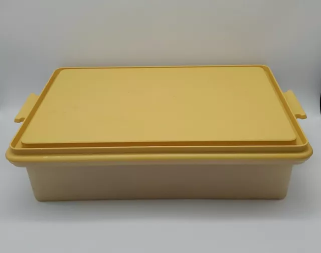 Vintage Tupperware 13x9 Harvest Gold Sheet Cake Carrier Taker/Lid/NO Handle  622 