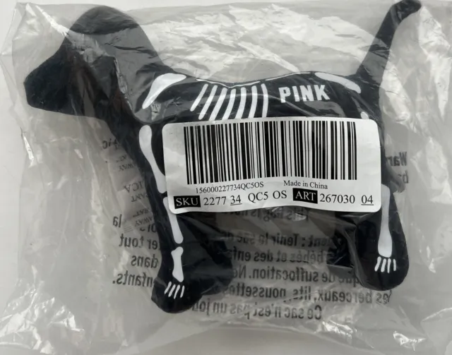 VICTORIA'S SECRET PINK Skeleton Black Halloween Stuffed MINI DOG 2023 BRAND NEW