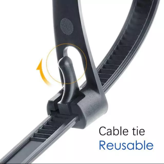 Releasable /Reusable Cable Ties 7.6mm Black Natural Coloured Nylon Zip Tie Wraps 2