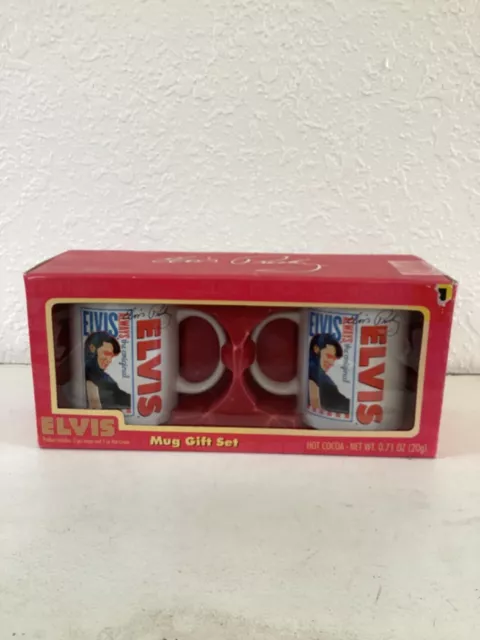 Elvis Presley Signature Product 2 Mug Gift Set Hot Coco Vintage Sealed Used