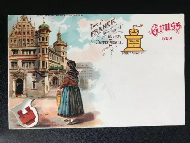 AK Litho (1148) Werbung für Aecht Franck Kaffee Zusatz Rothenburg, um 1900