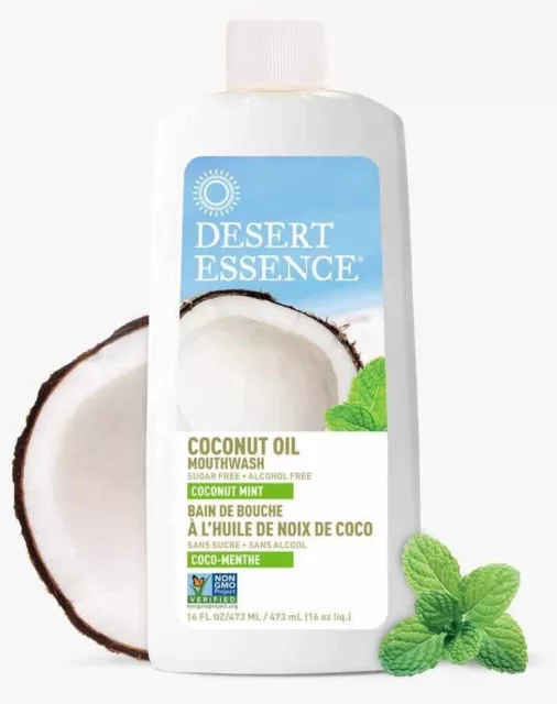 Aceite de coco Desert Essence enjuague bucal coco como nuevo -- 16 fl oz - paquete de 1 3