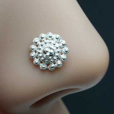 Real Floral Sterling Silver nose stud Indian Nose ring Push Pin