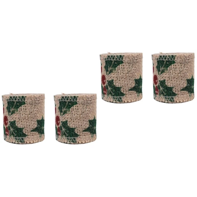 4 piezas cinta de arpillera navideña cintas de Hesse artesanías Navidad natural