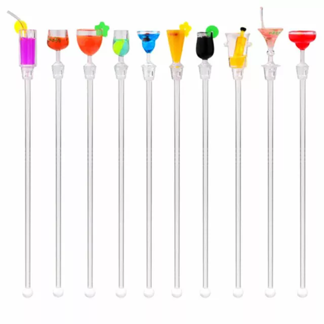 10X Swizzle Stir Stick Acrylic Spoon Cocktail Drink Stirrers Party Bar Supplies