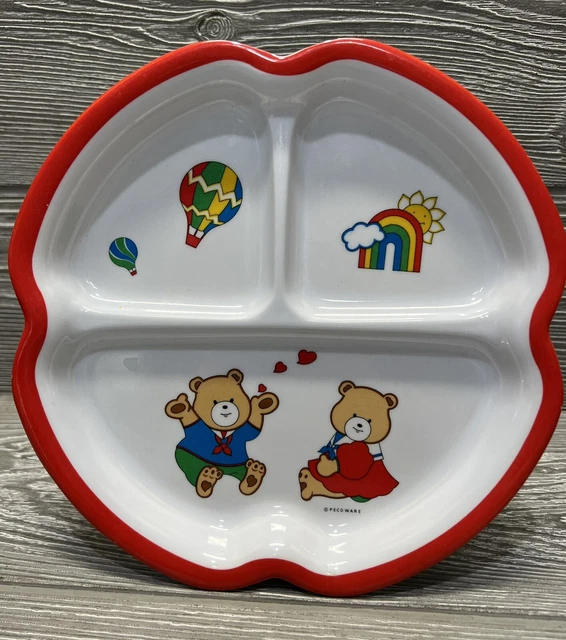 "Osos de peluche arco iris de colección plato dividido para niños melamina PecoWare aire caliente 8"""