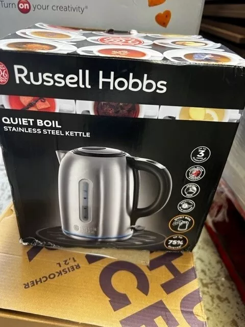 Russell Hobbs Stainless Steel Quiet Boil Kettle, 1.7L, 3kW Rapid Boil - 20460