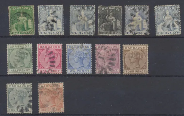 Barbados Stamps: 1861-1882 SG35,72,73,90,92,94,96/7,99,102; CV £93; used