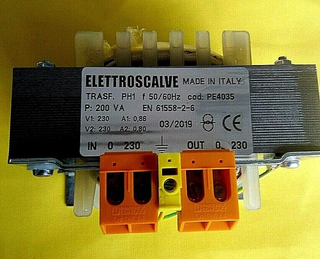 Trasformatore separatore di rete 230/230  200 VA